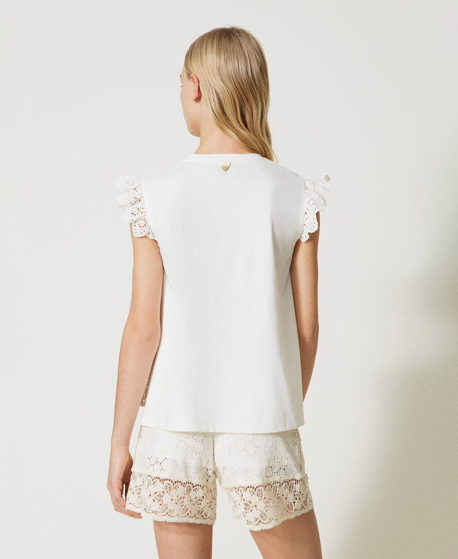 Top con inserti in sangallo Off White Donna 231LM2YFF_00526_03