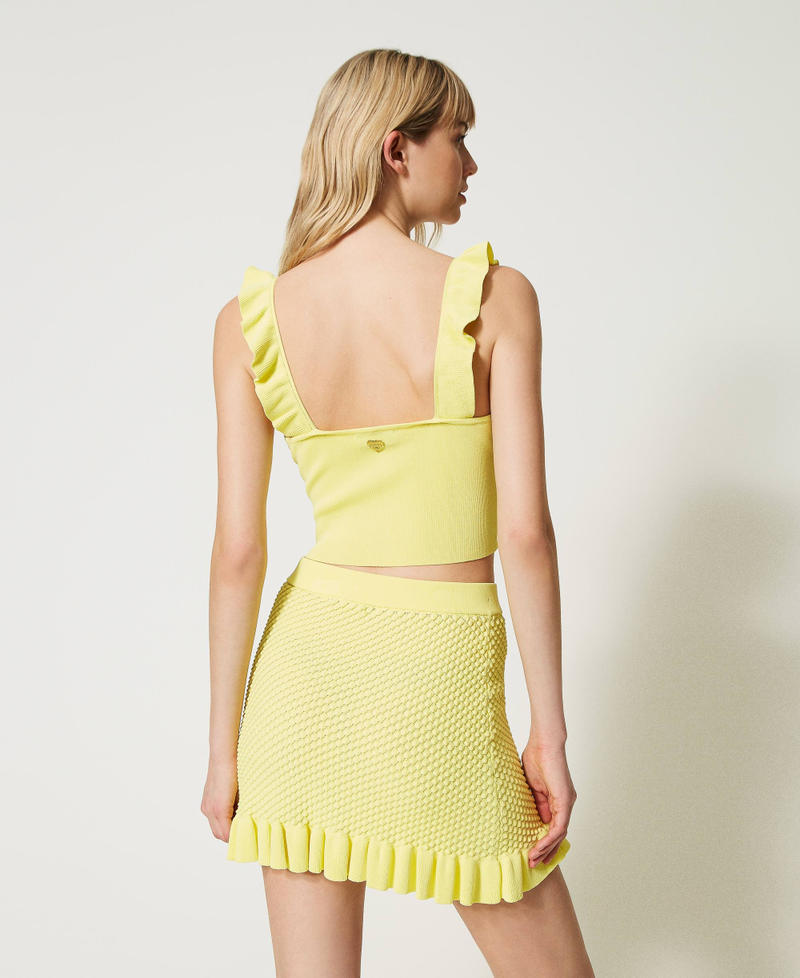 Fitted skirt with gathered flounces