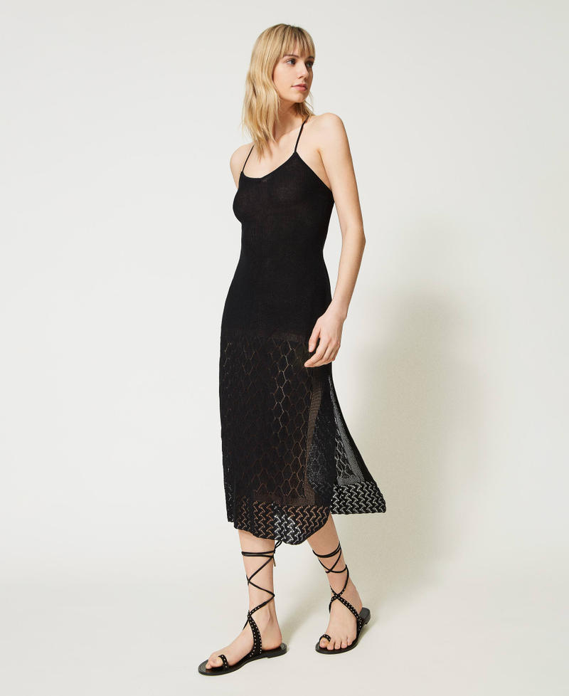 Long dress with shoulder straps and slits