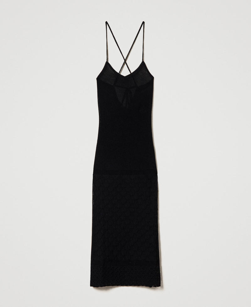 Long dress with shoulder straps and slits Black Woman 231LM3200-0S