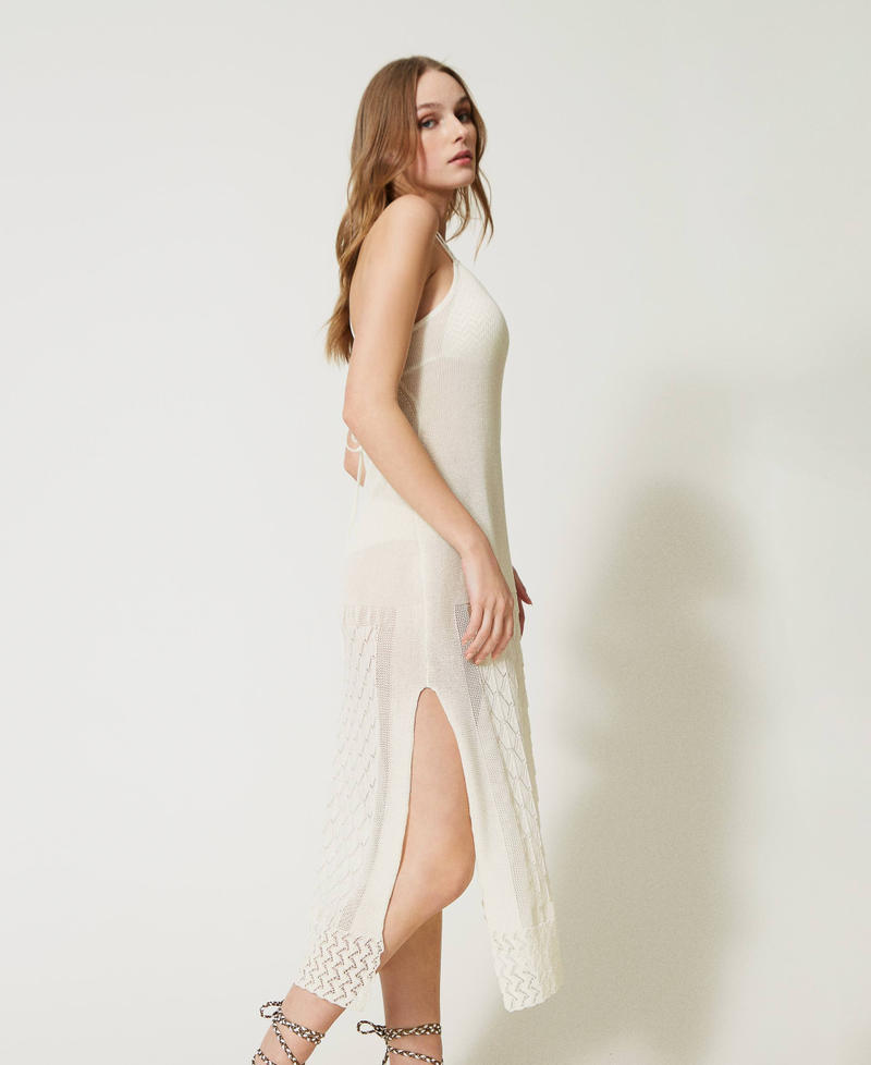 Robe Longue Fendue à Nouer Au Cou - Crêpe De Viscose - Noir, Mûre, Rouge - Neuf
