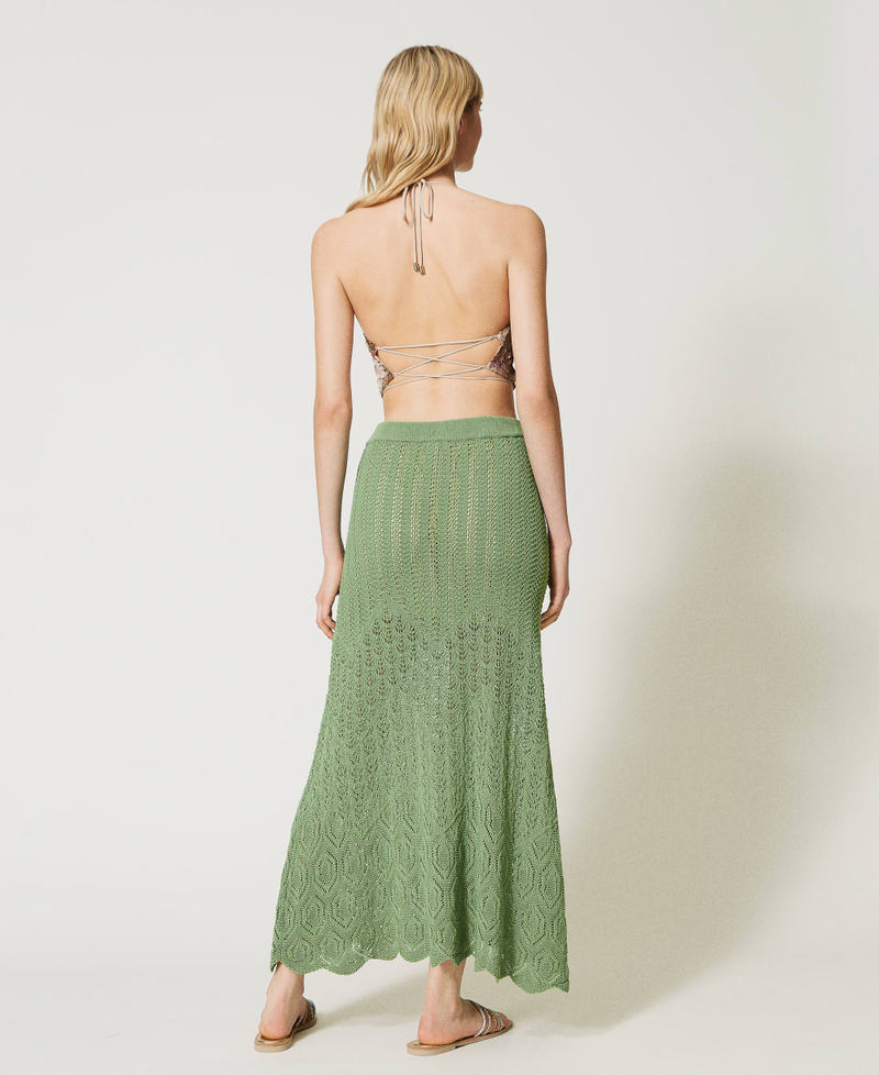 Длинная ажурная юбка с фестонами Зеленый "Зеленый Черепаховый" женщина 231LM32BB-03