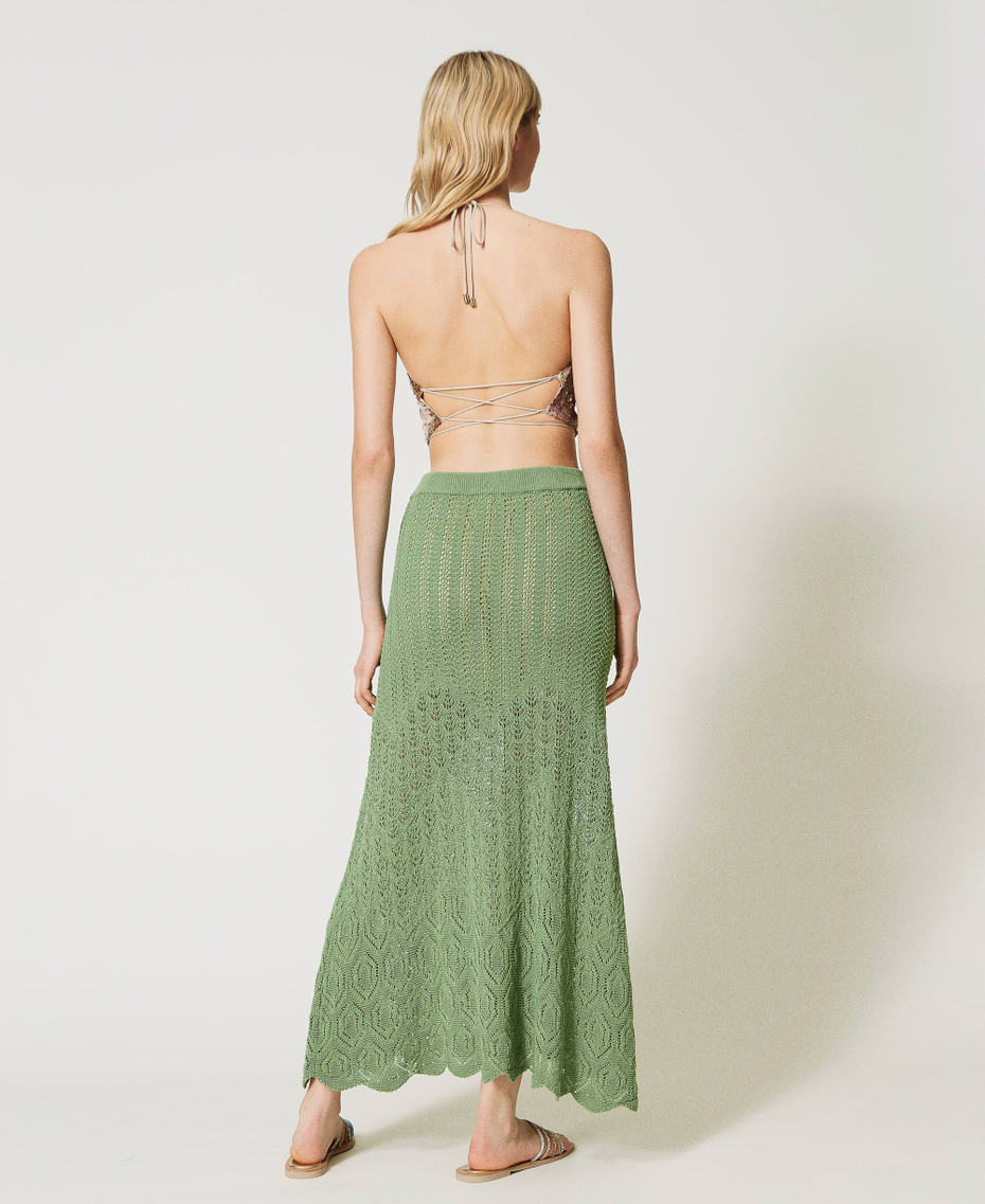 Openwork skirt with scalloped hem Woman, Green | TWINSET Milano