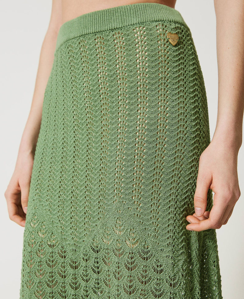 Openwork skirt with scalloped hem “Turtle Green” Woman 231LM32BB-04