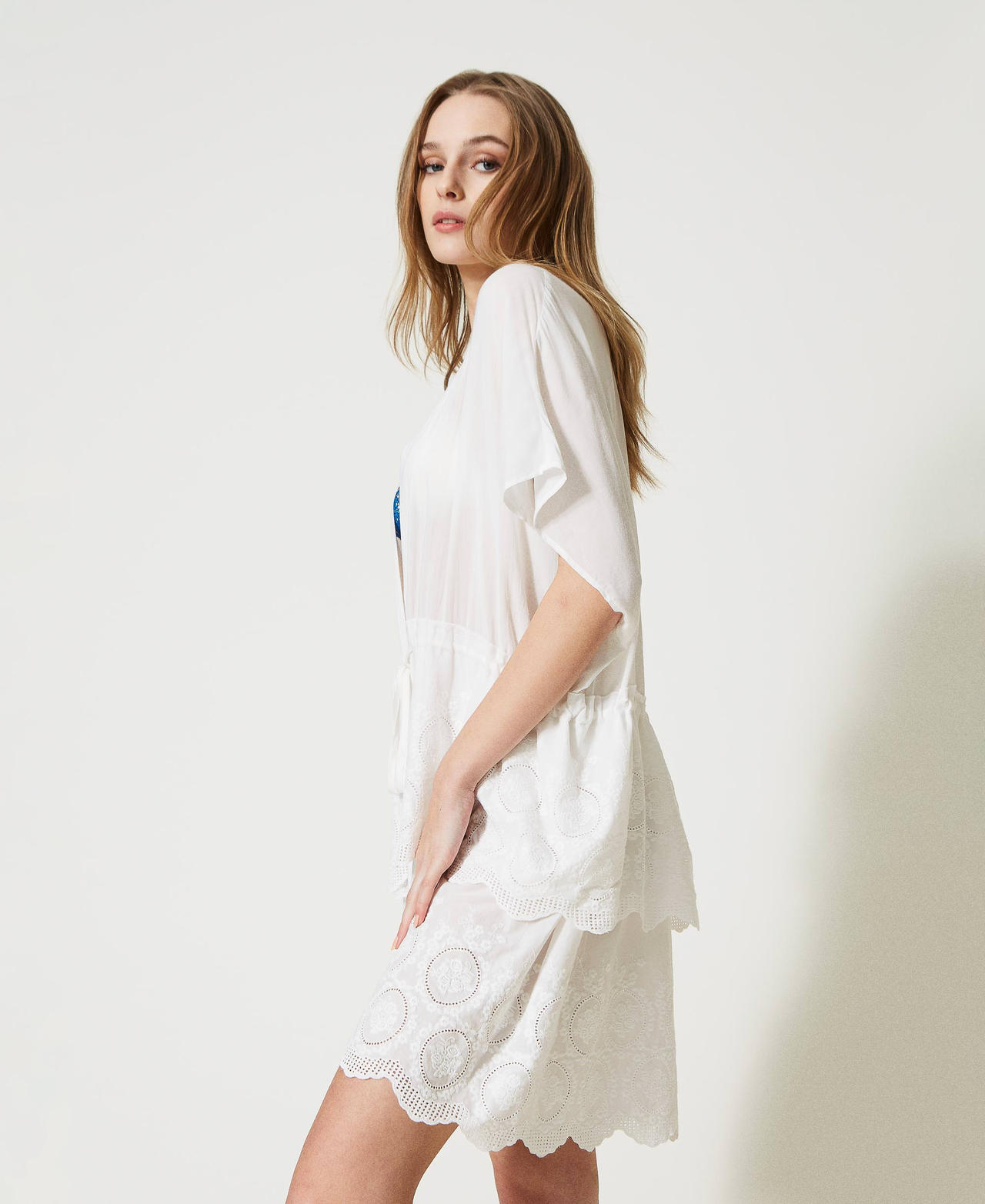 Flounced kaftan with belt Off White Woman 231LM4Z11_00526_02