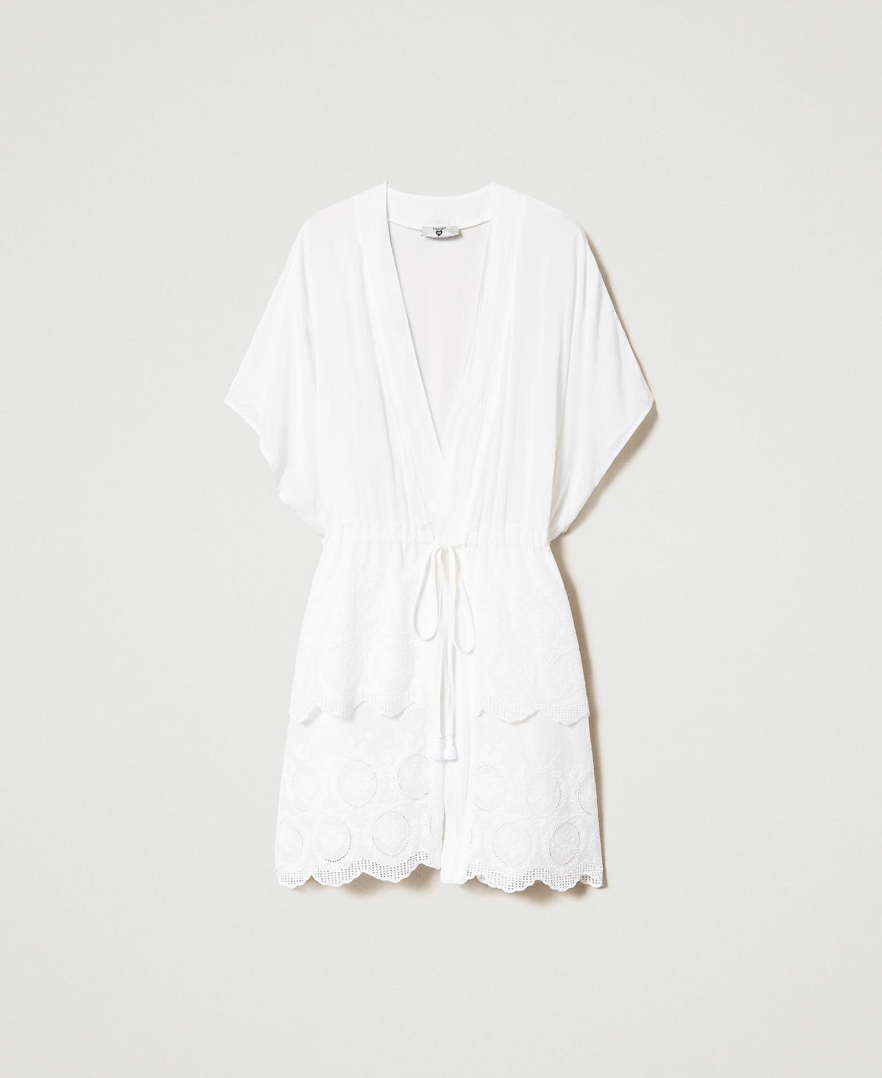 Flounced kaftan with belt Off White Woman 231LM4Z11_00526_0S