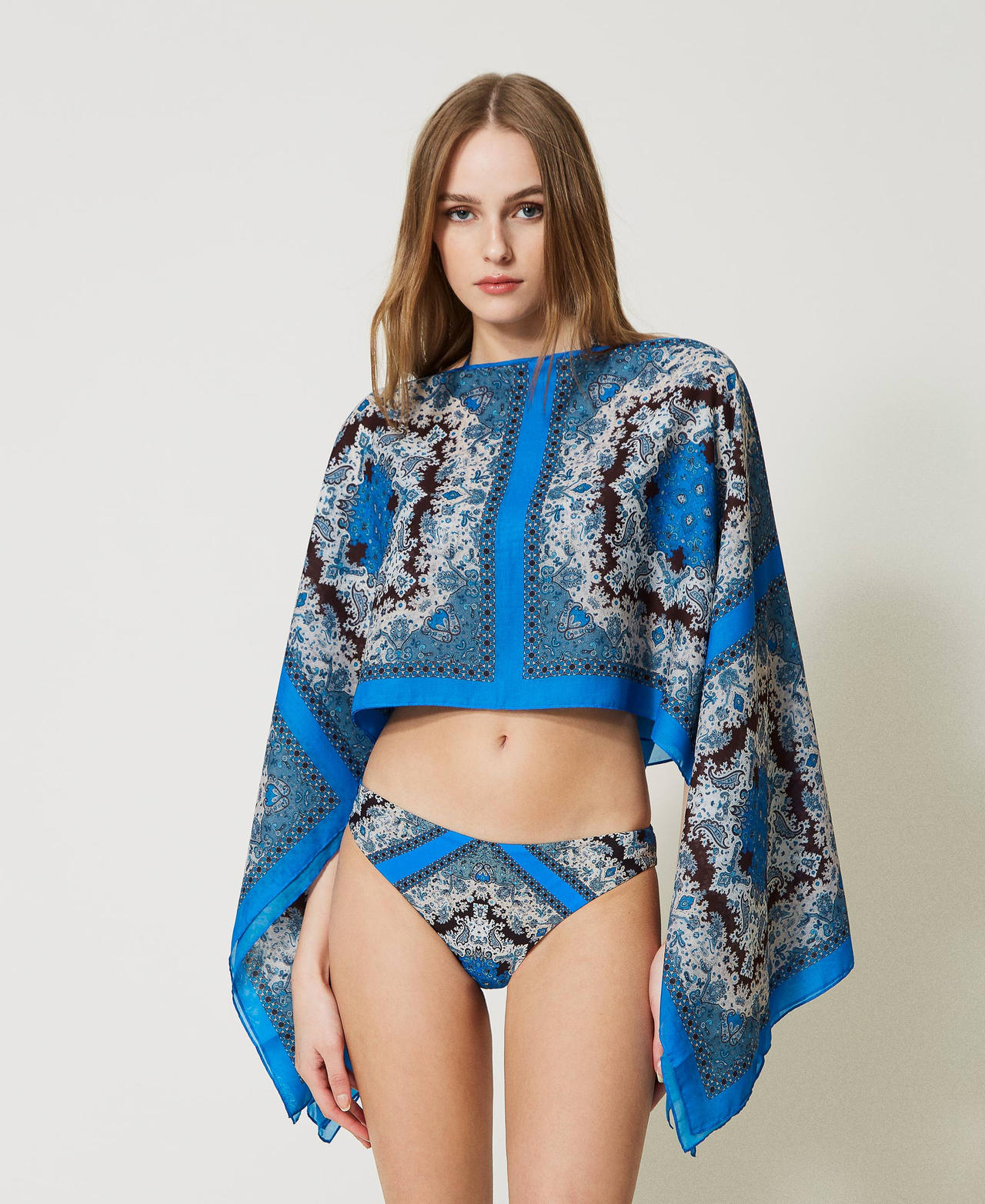 Poncho-foulard avec imprimé
