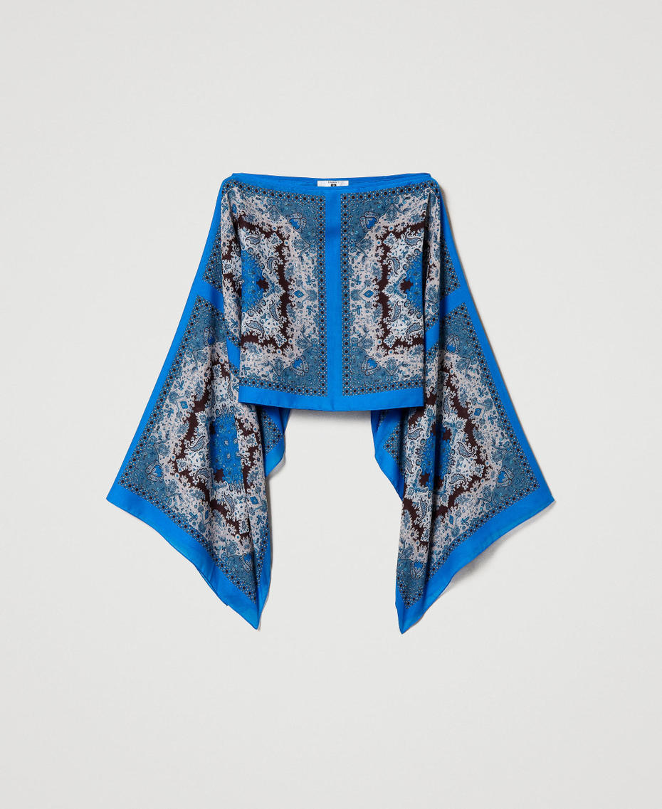 Poncho-scarf with print