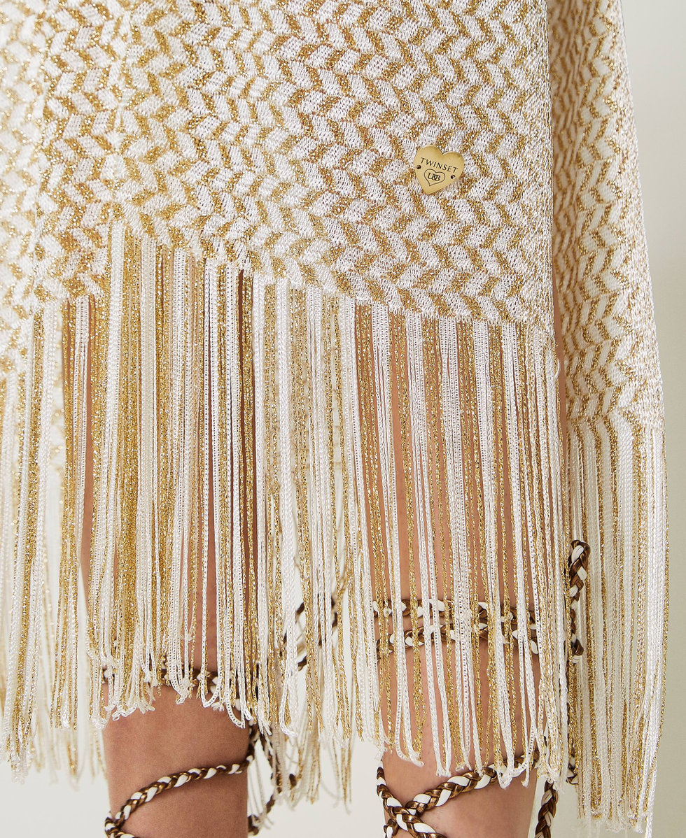 Long poncho with chevron pattern