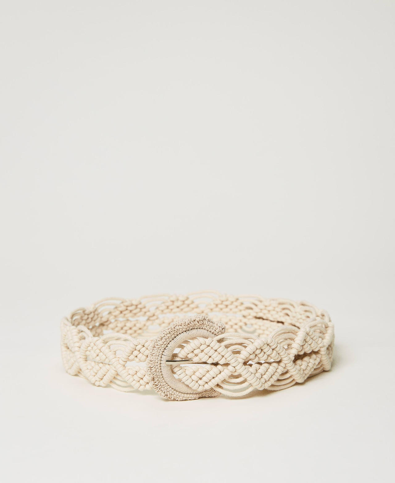 Weaved rope belt with logo Sour cream Woman 231LM4ZSS_10560_01