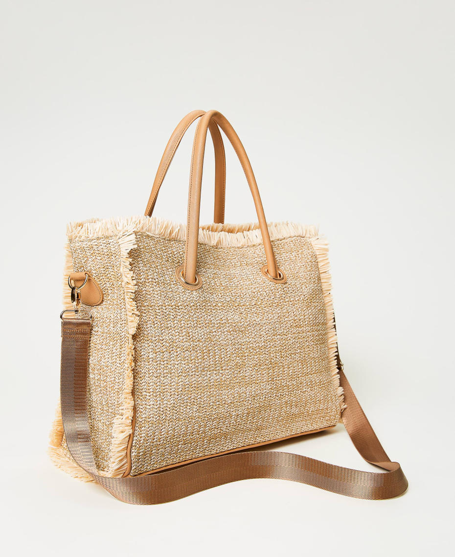 Shopper with fringes Straw Woman 231LM79GG_00193_03