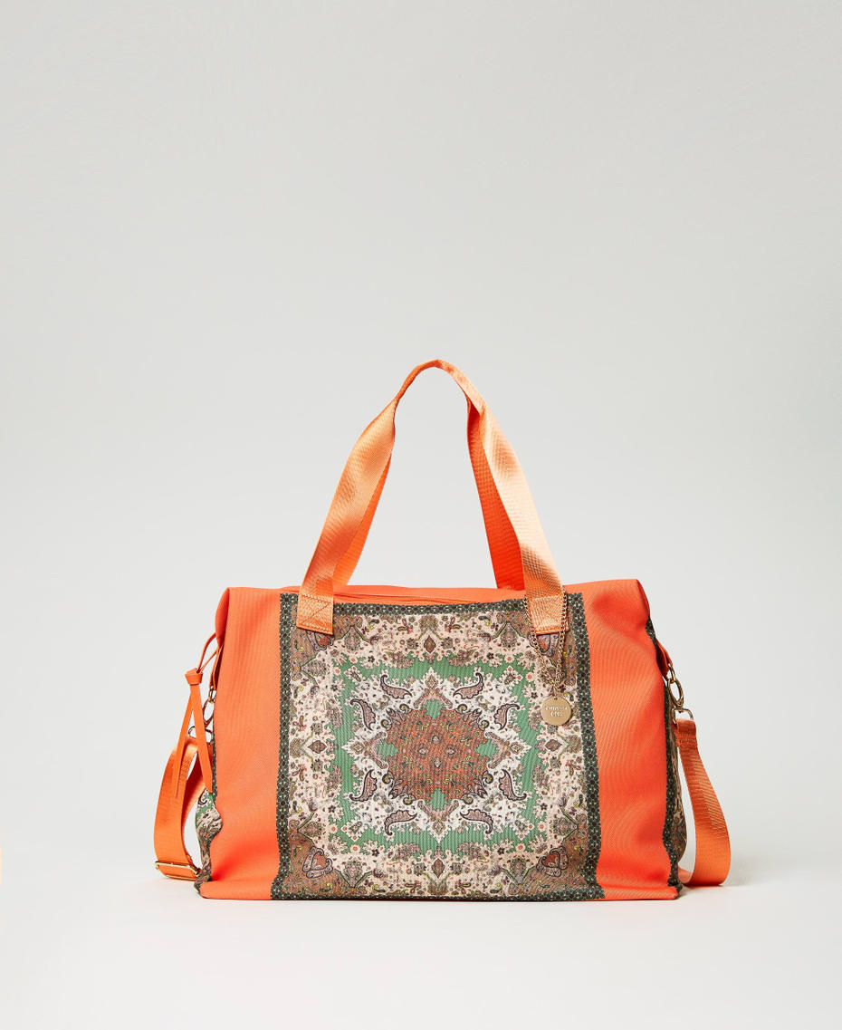 Weekend bag with bandanna print “Cantaloupe” Orange Scarf Print Woman 231LM79HH-01