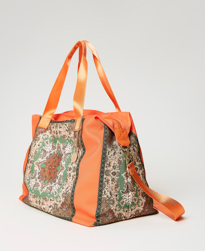 Weekend bag with bandanna print “Cantaloupe” Orange Scarf Print Woman 231LM79HH-02