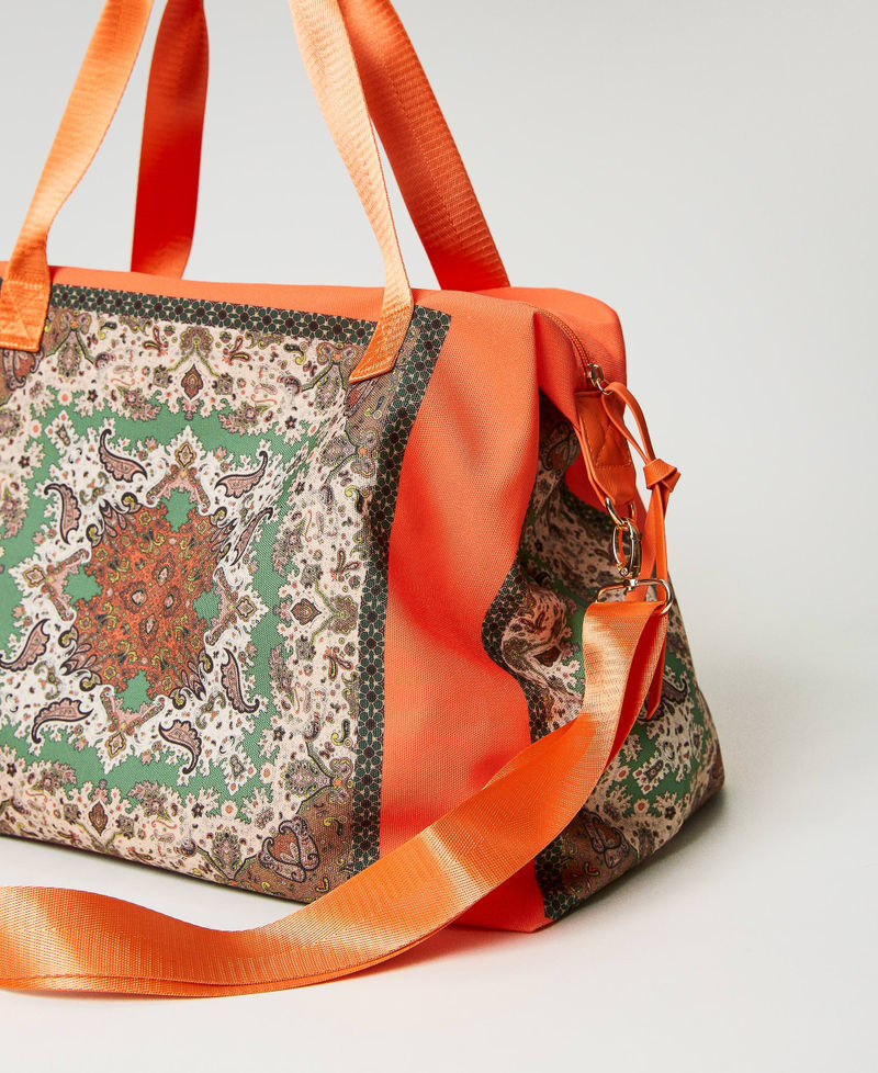 Weekend bag with bandanna print “Cantaloupe” Orange Scarf Print Woman 231LM79HH-03