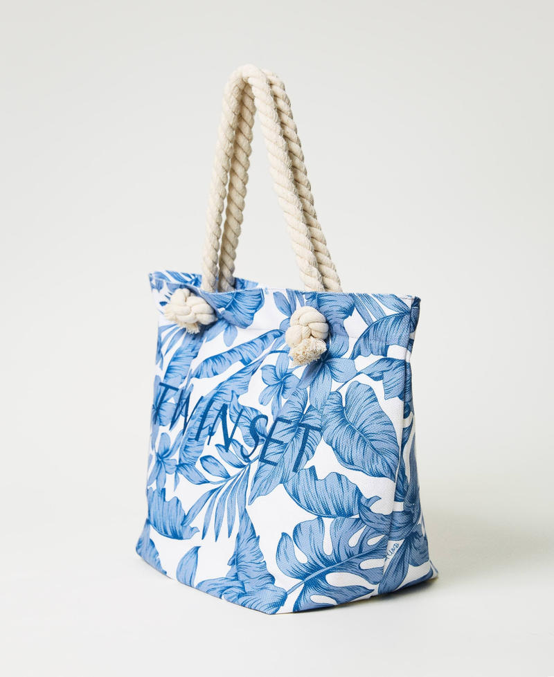 Canvas shopper with print "Granada Sky” Blue Palm Print Woman 231LM79JJ_10601_02