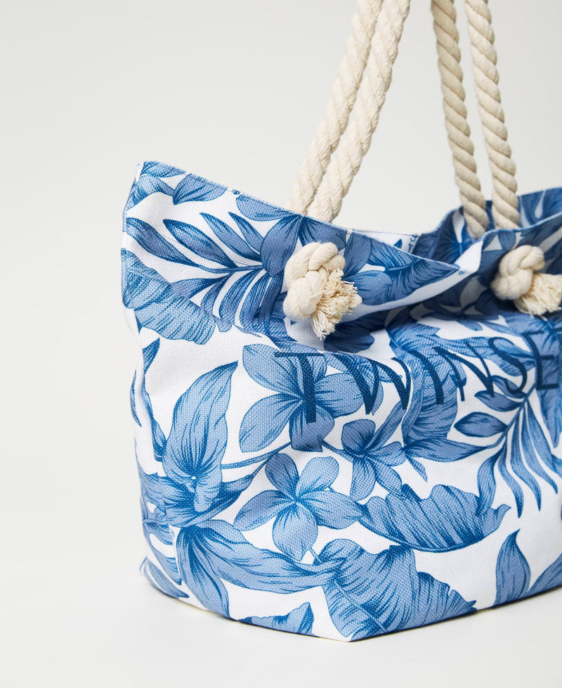 Canvas shopper with print "Granada Sky” Blue Palm Print Woman 231LM79JJ_10601_03