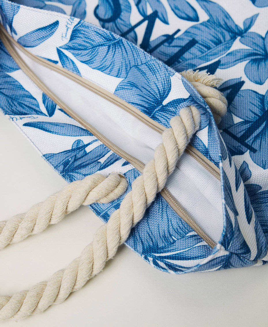 Canvas shopper with print "Granada Sky” Blue Palm Print Woman 231LM79JJ_10601_04
