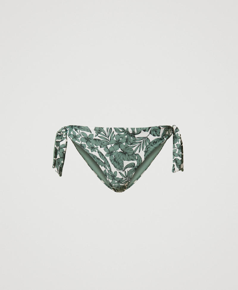 Bikini thong with leaf print &ldquo;Turtle Green&rdquo; Palm Print Woman 231LMMB88_10599_S0