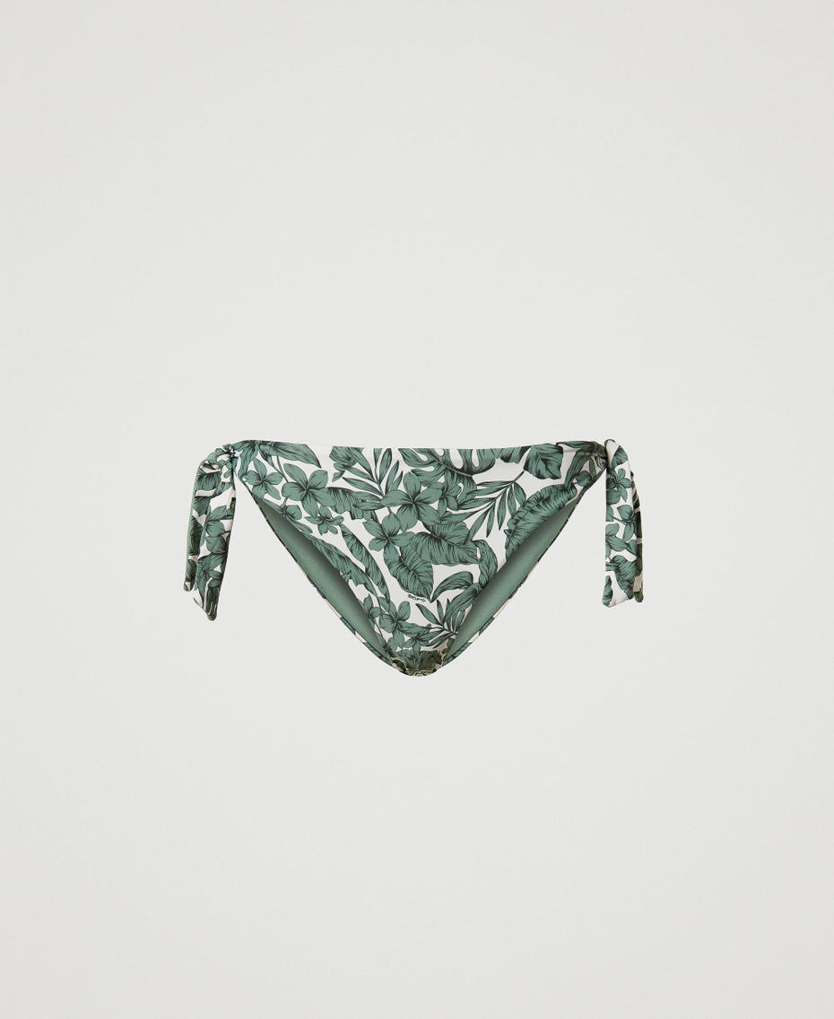 Bikini thong with leaf print &ldquo;Turtle Green&rdquo; Palm Print Woman 231LMMB88_10599_S0