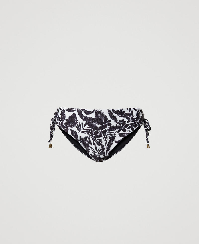 Bikini bottom with leaf print Black Palm Print Woman 231LMMB99-0S