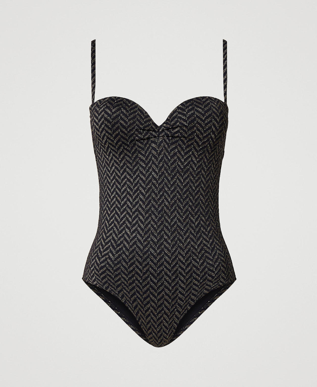 Maillot de bain une pi&egrave;ce jacquard &agrave; chevrons
