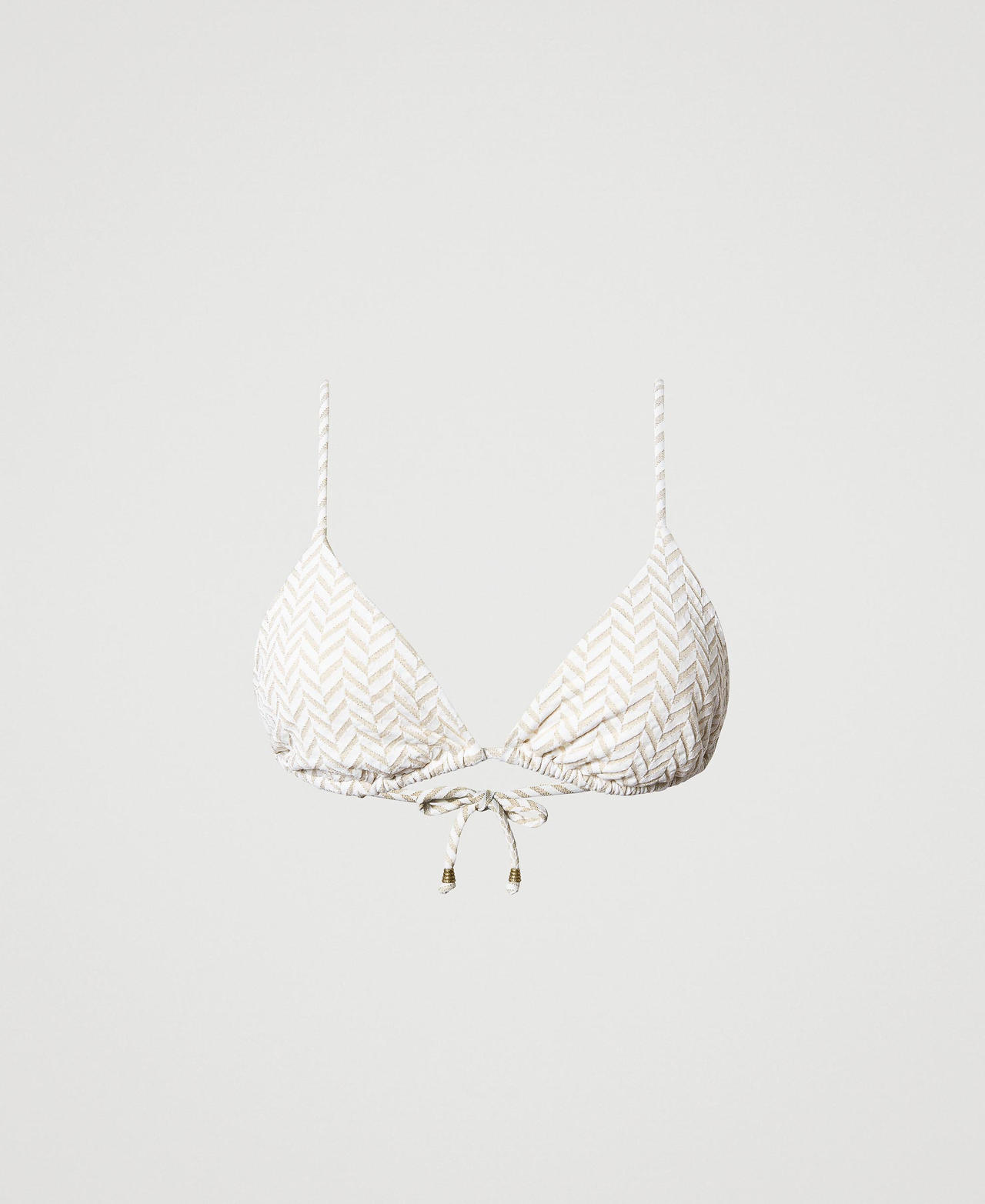 Jacquard triangle bikini top with chevron pattern Off White Jacquard Herringbone Woman 231LMMD22-0S