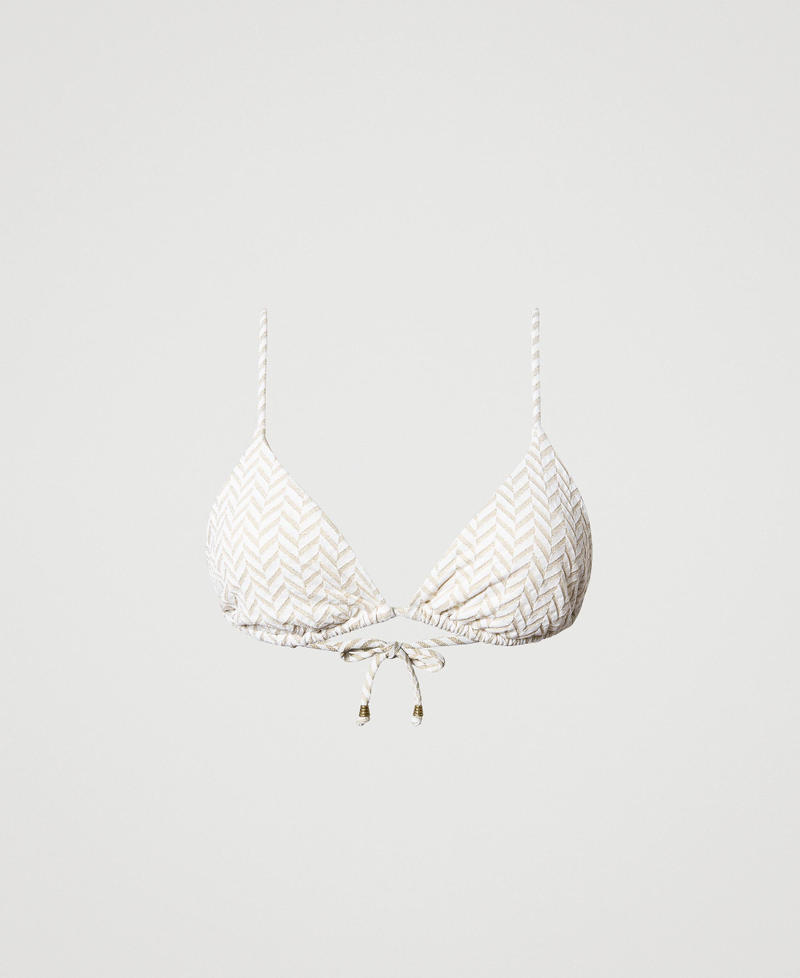 Jacquard triangle bikini top with chevron pattern Off White Jacquard Herringbone Woman 231LMMD22-0S
