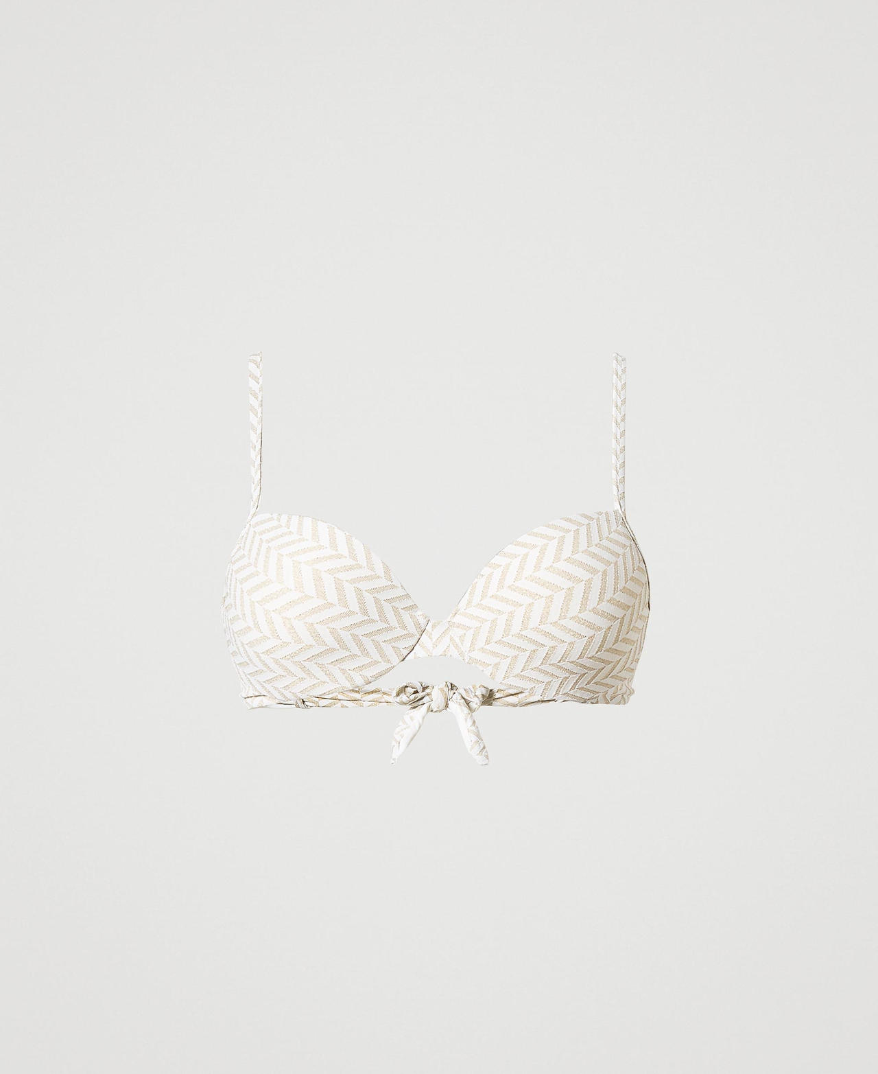 Jacquard push-up bikini top with chevron pattern