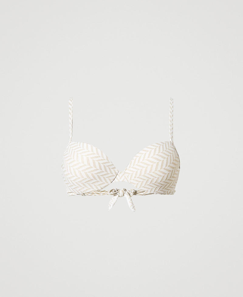 Jacquard push-up bikini top with chevron pattern