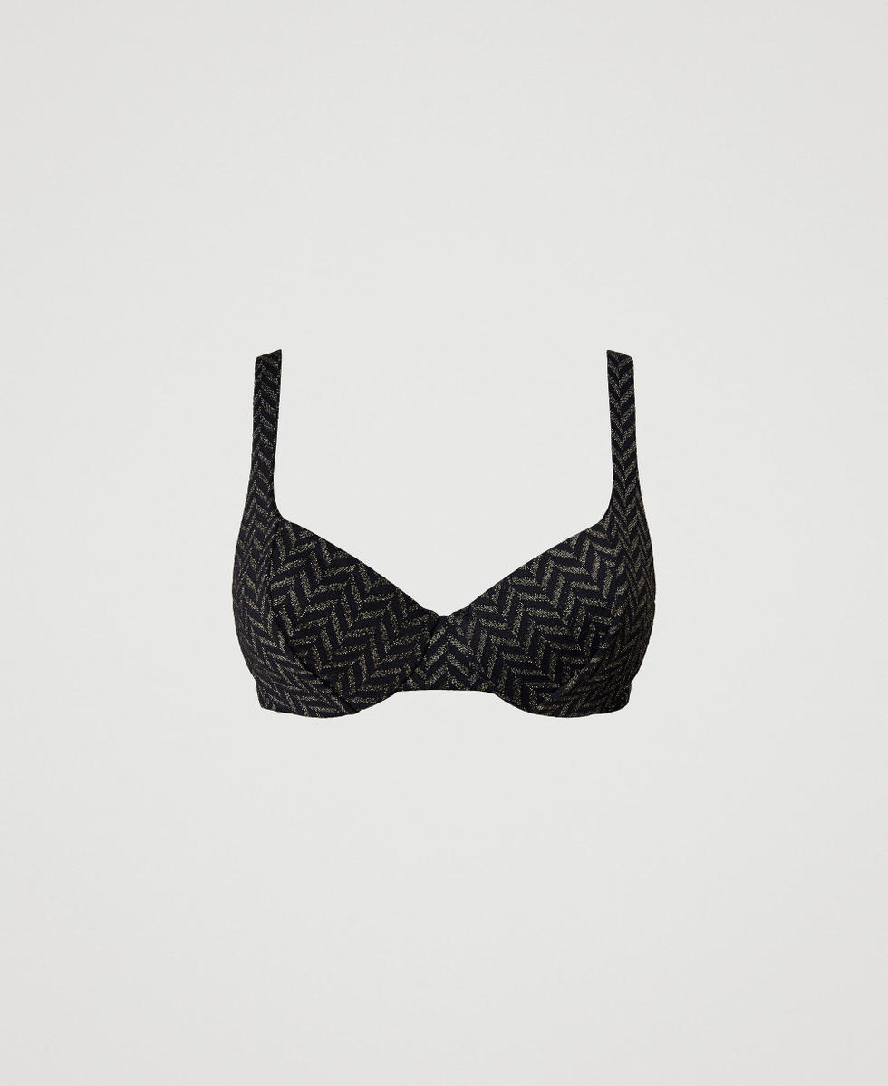Jacquard underwire bikini top with chevron pattern