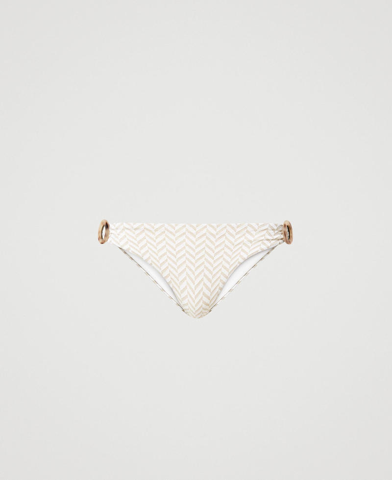 Jacquard Brazilian bikini bottom with chevron pattern Off White Jacquard Herringbone Woman 231LMMD77_10603_0S