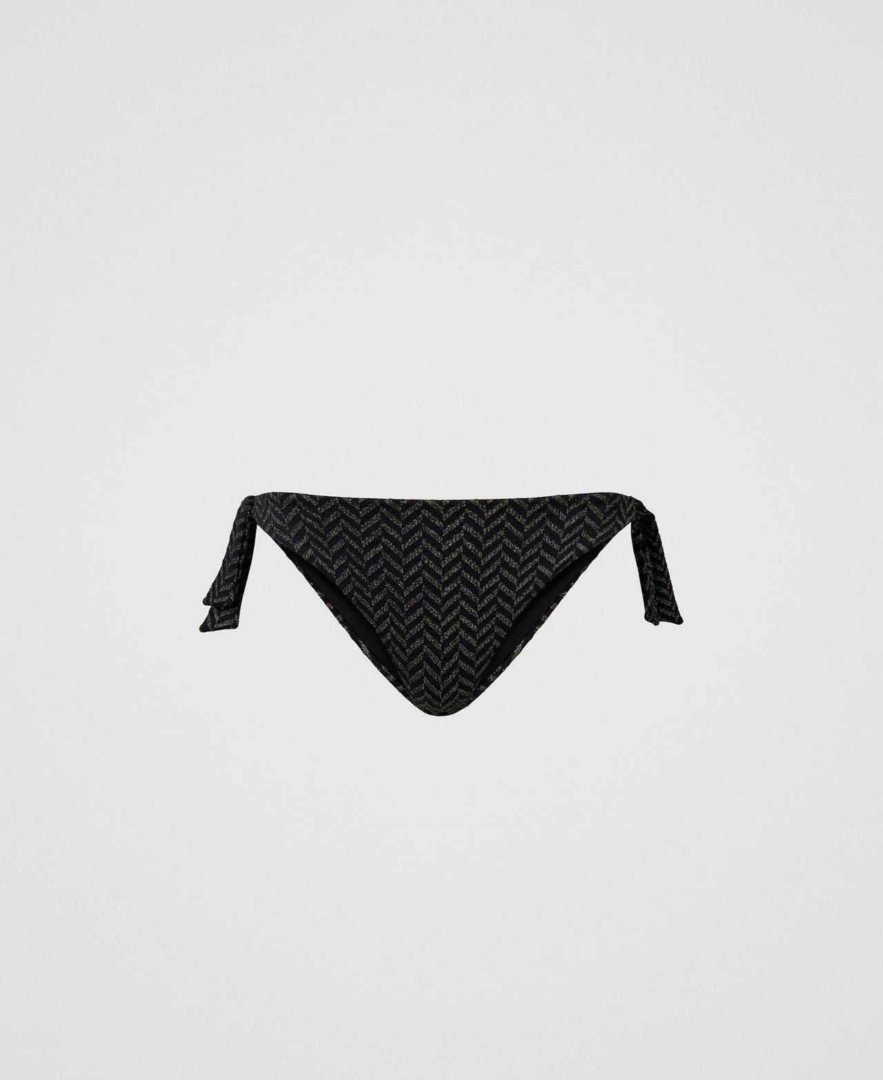Jacquard bikini thong with chevron pattern Black Jacquard Herringbone Woman 231LMMD88-0S