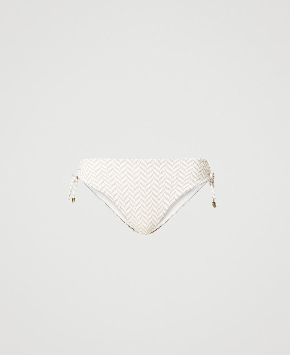Jacquard bikini thong with chevron pattern Off White Jacquard Herringbone Woman 231LMMD88_10603_S0