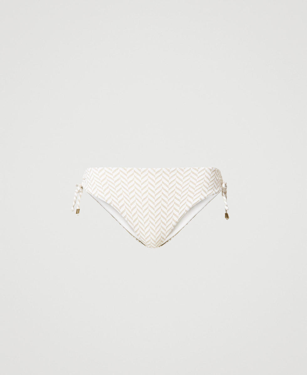 Jacquard bikini thong with chevron pattern Off White Jacquard Herringbone Woman 231LMMD88_10603_S0