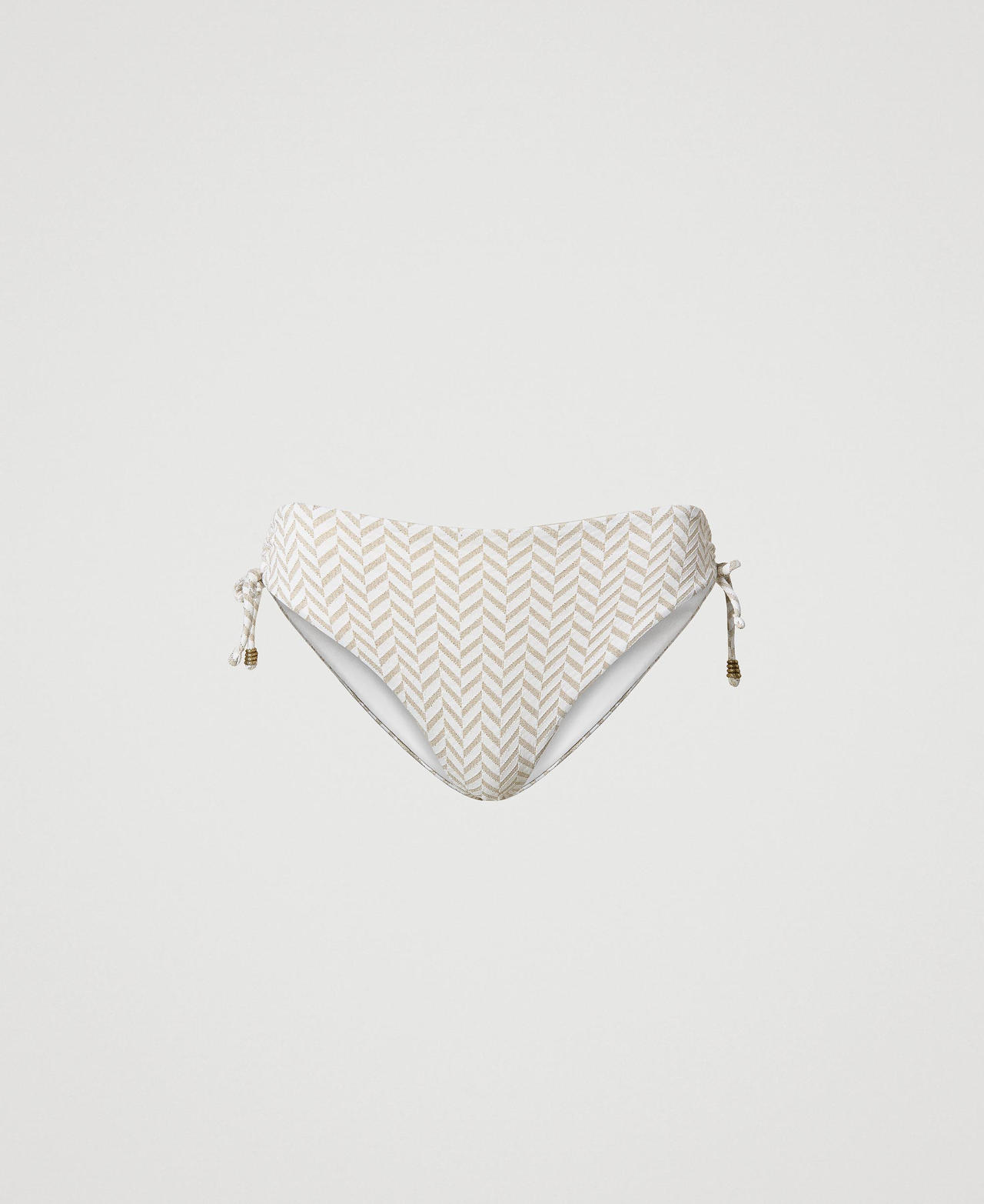 Jacquard bikini bottom with chevron pattern Off White Jacquard Herringbone Woman 231LMMD99_10603_0S