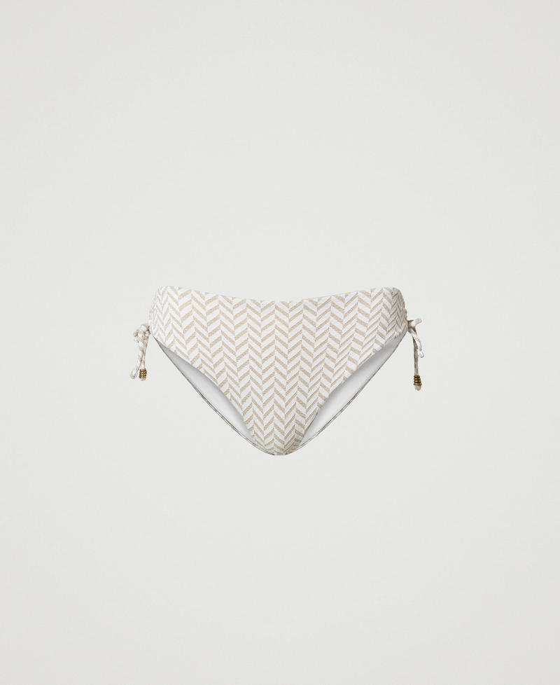 Jacquard bikini bottom with chevron pattern Off White Jacquard Herringbone Woman 231LMMD99_10603_0S