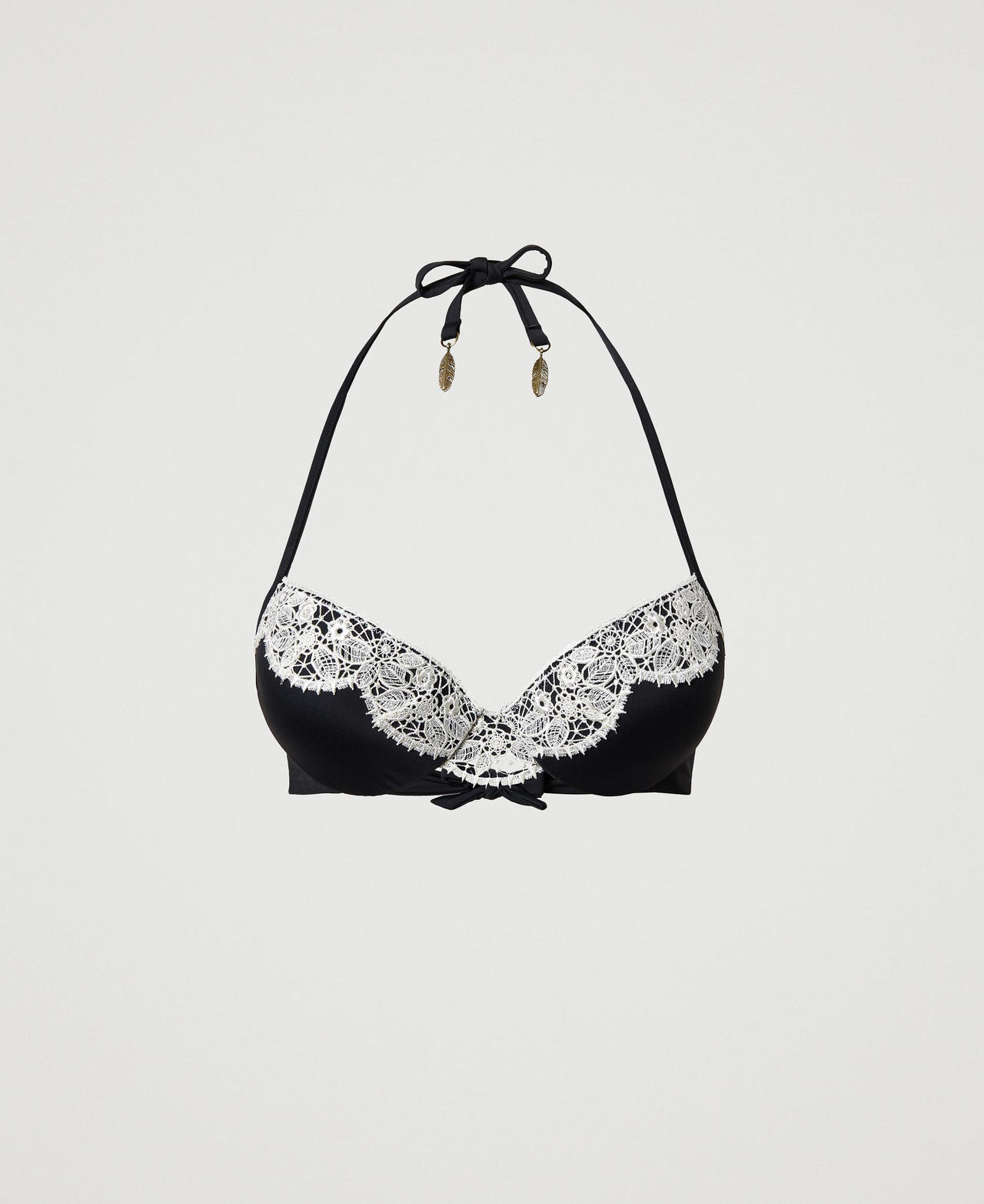 Soutien-gorge de bain bandeau avec dentelle macram&eacute;