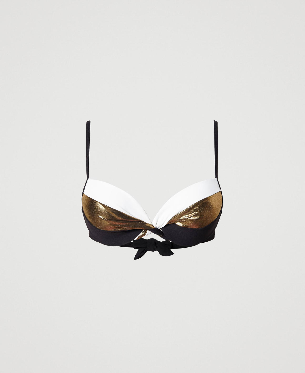 Push-up bikini top with laminated insert Multicolour Black / Gold / Off White Woman 231LMMH44_10612_0S