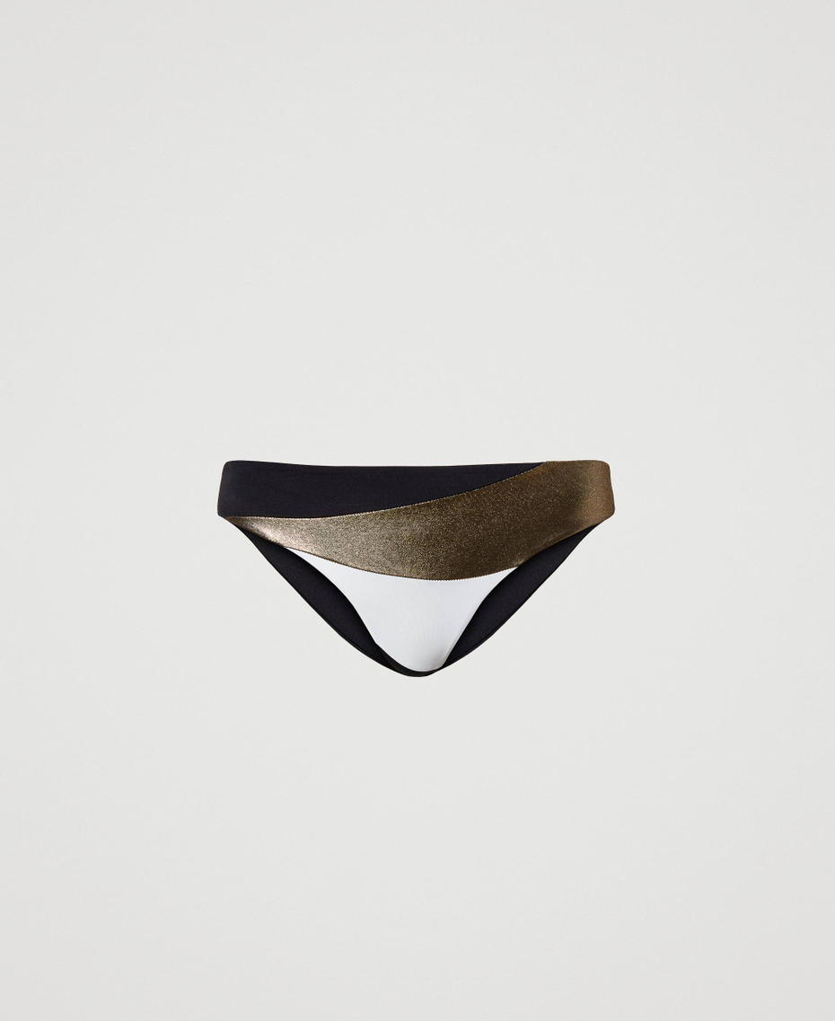 Bikini bottom with laminated insert Multicolour Black / Gold / Off White Woman 231LMMH66-0S