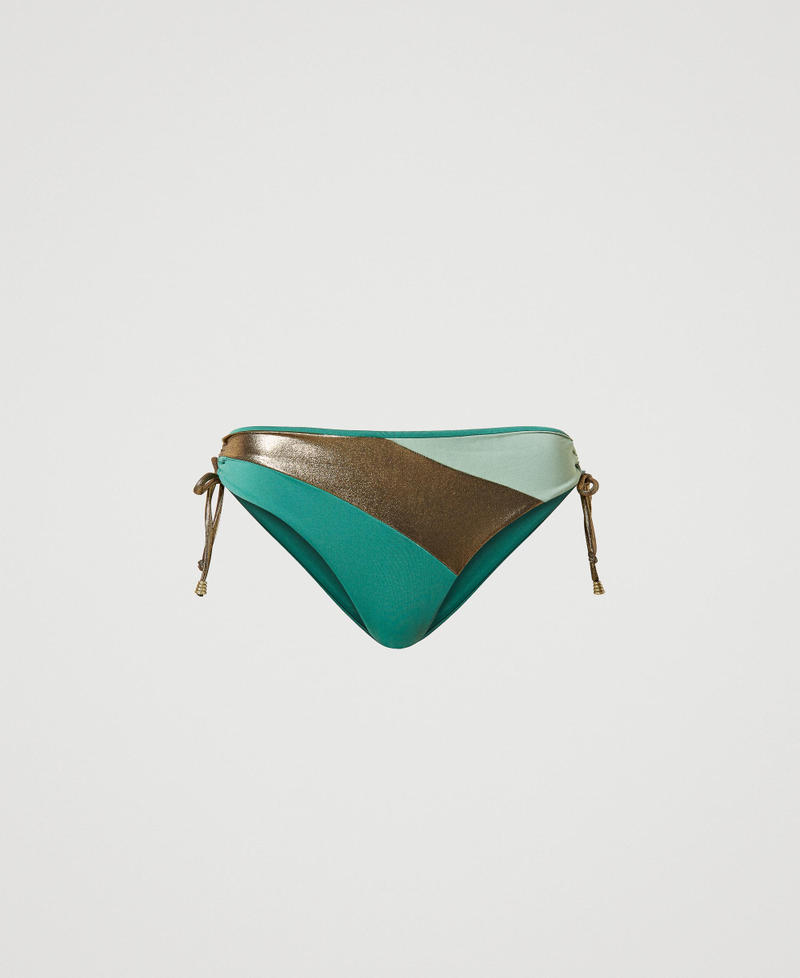 Bikini bottom with laminated insert and drawstring Multicolour “Turtle Green” / Gold / Rosemary Woman 231LMMH99_10613_0S