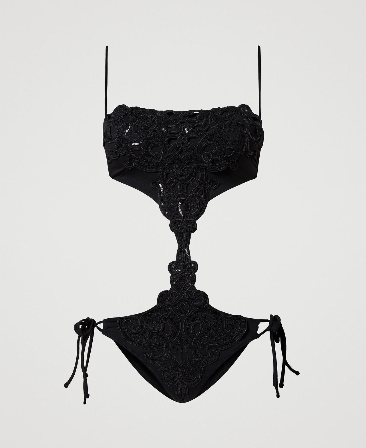 Trikini with Cornely embroidery Black Woman 231LMMR00-0S