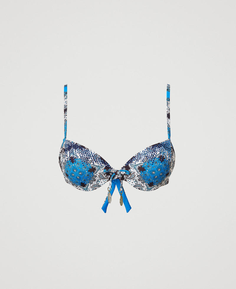 Push-up bikini top with scarf print