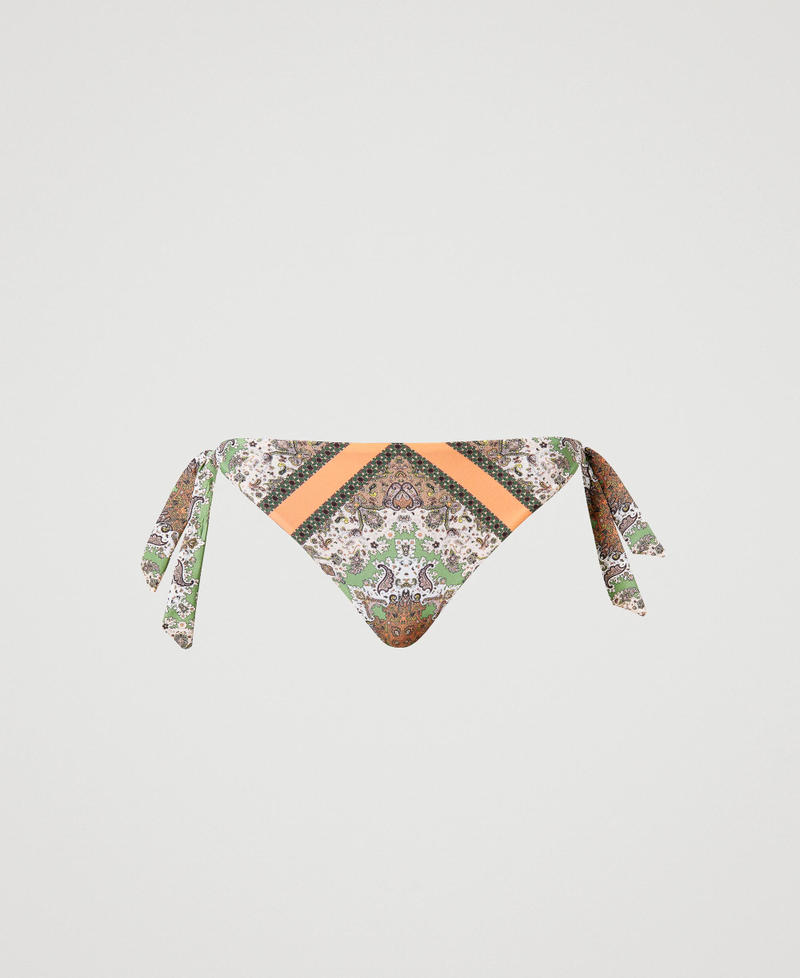 Bikini thong with scarf print “Cantaloupe” Orange Scarf Print Woman 231LMMV88-0S
