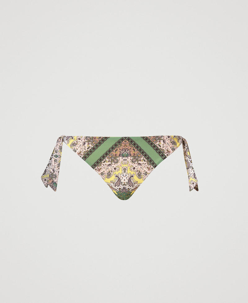 Bikini thong with scarf print &ldquo;Turtle Green&rdquo; Scarf Print Woman 231LMMV88_10621_S0