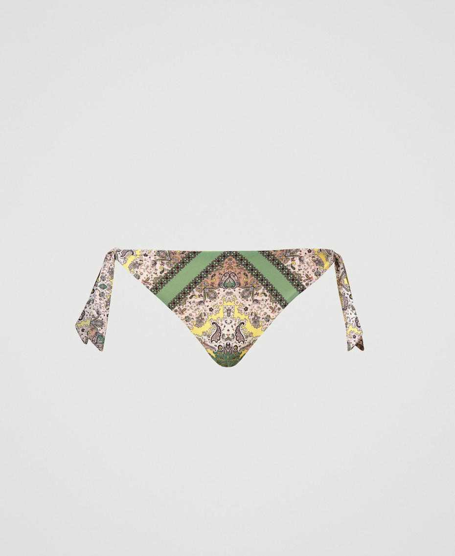 Bikini thong with scarf print &ldquo;Turtle Green&rdquo; Scarf Print Woman 231LMMV88_10621_S0
