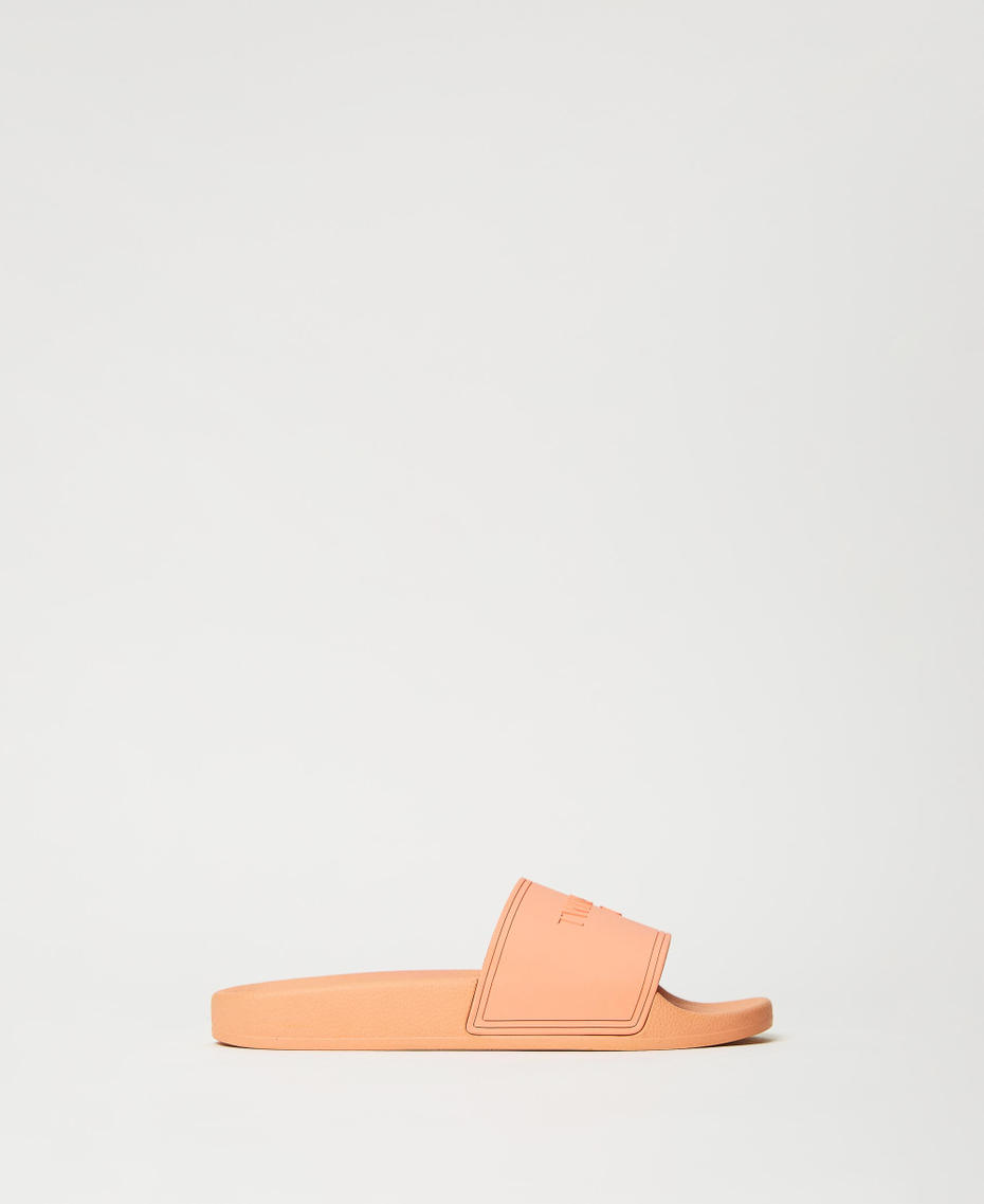 Slides with embossed logo "Cantaloupe” Orange Woman 231LMPZDD_10558_01