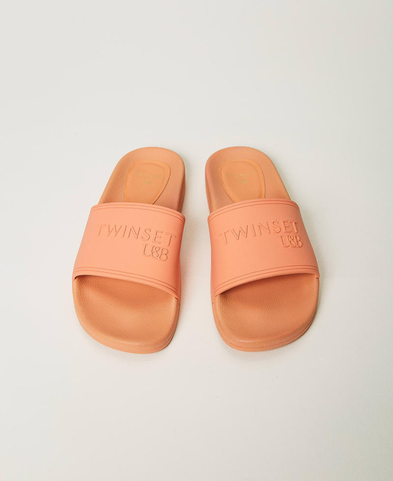 Slides with embossed logo "Cantaloupe” Orange Woman 231LMPZDD_10558_04