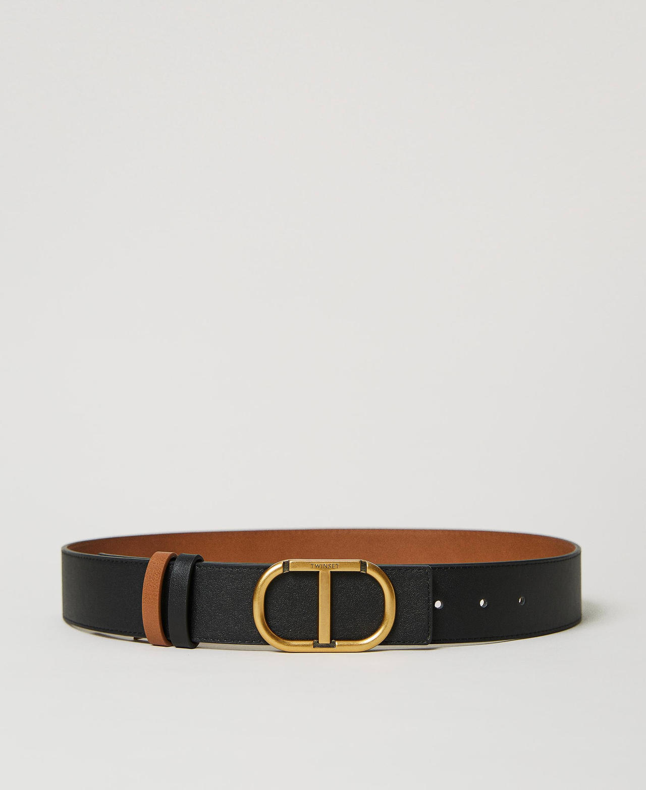 大特価セール T Oval with belt leather Reversible buckle Black Woman, 小物