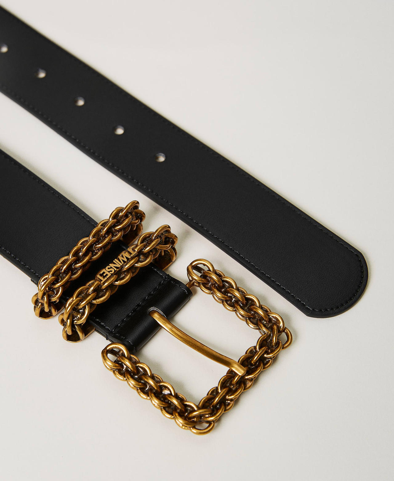 Belt with chain details Black Woman 231TA4090-02