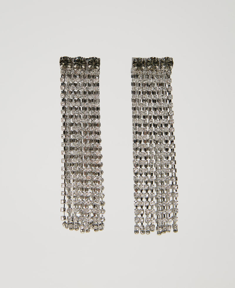 Earrings with rhinestone fringes